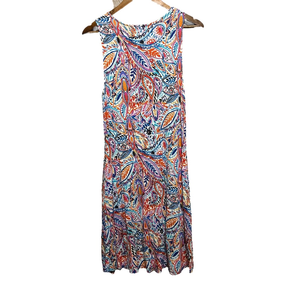 Cupio Multicolor Sleeveless Maxi Dress Colorful Paisley Print Casual‎